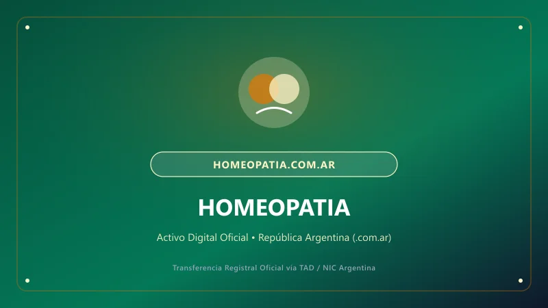 Identidad visual y presentación comercial del nombre de dominio homeopatia.com.ar en venta